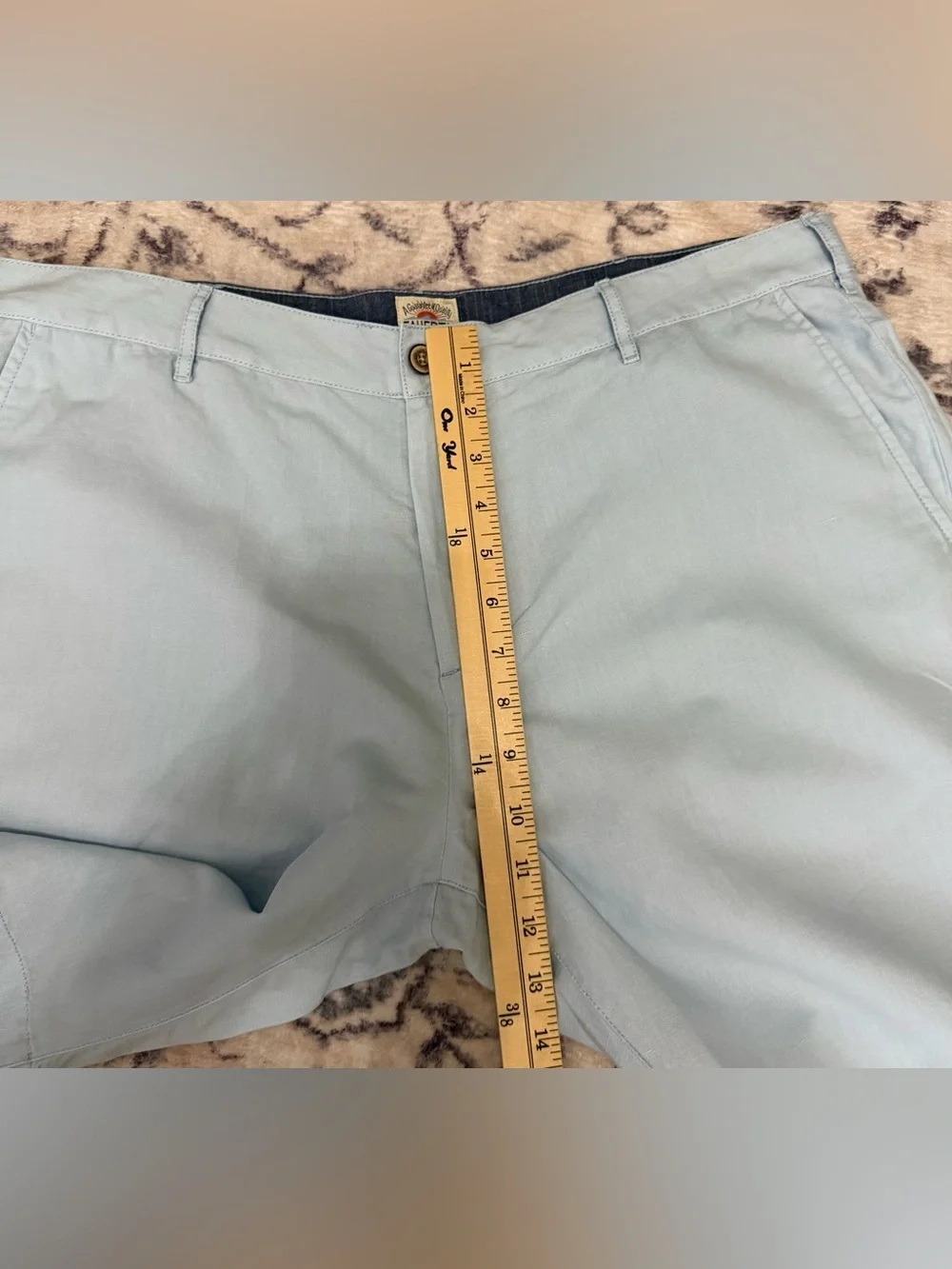 Faherty Malibu Linen & Cotton Chino Shorts  Light Blue Size 36